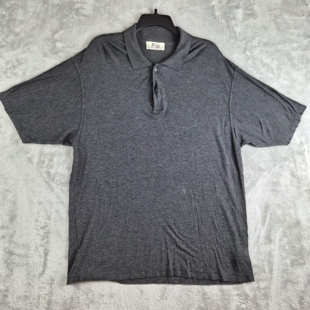 Fiii Polo Shirt Mens Large Gray Black Soft Knit Luxury Made In Italy Rugby Soft